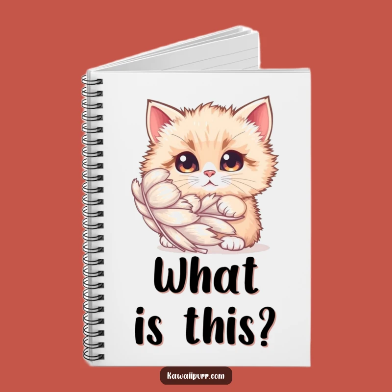 Journal Funny Cat Feather Notebook, Curious Feline Diary, Inspiring Funny Gift