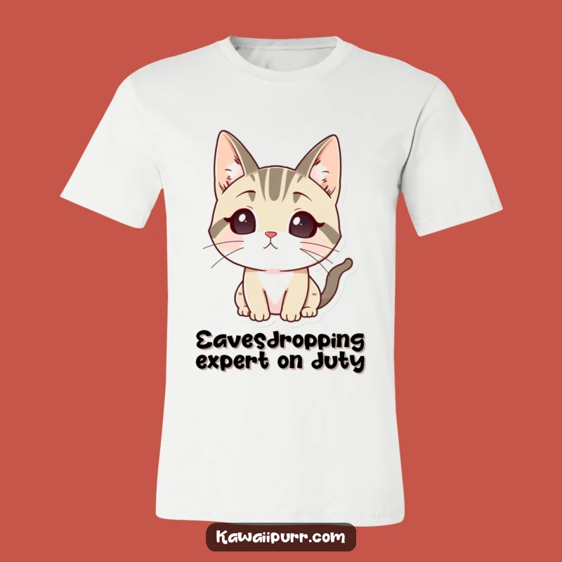 Funny Listening Cat T-Shirt: Alert Feline Tee, Unique Gift