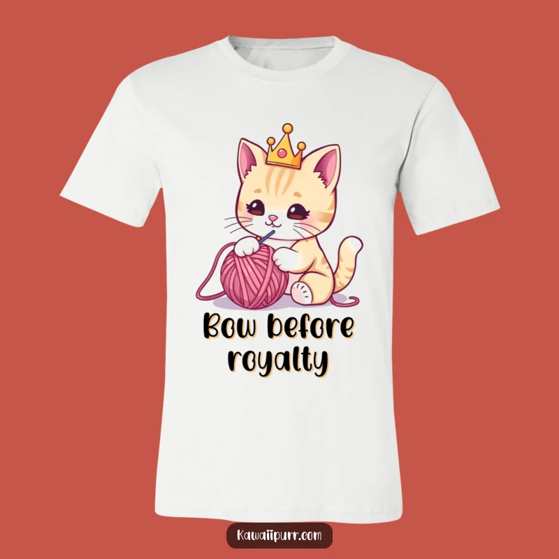 Funny Kawaii Crown Cat T-Shirt: Regal and Hilarious Feline Fashion