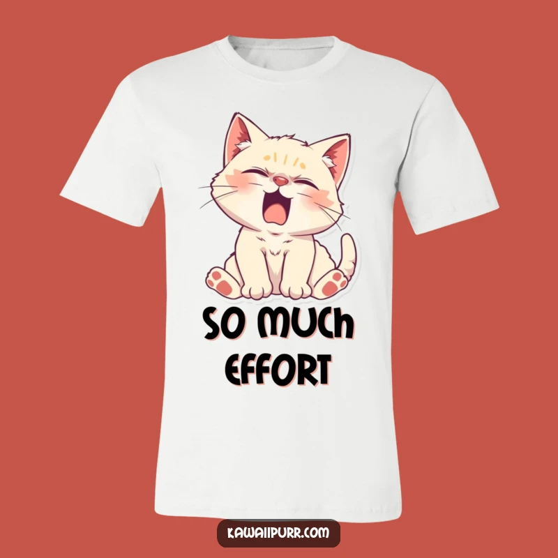 Funny Lazy Kitten T-Shirt: Show Your Tired Side with This Yawning Character Tee.