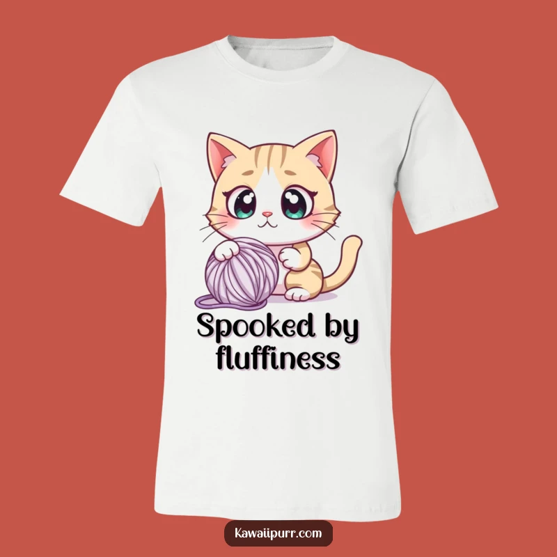 Funny Startled Cat Yarn T-Shirt: Shocked Feline Tee, Unique Gift
