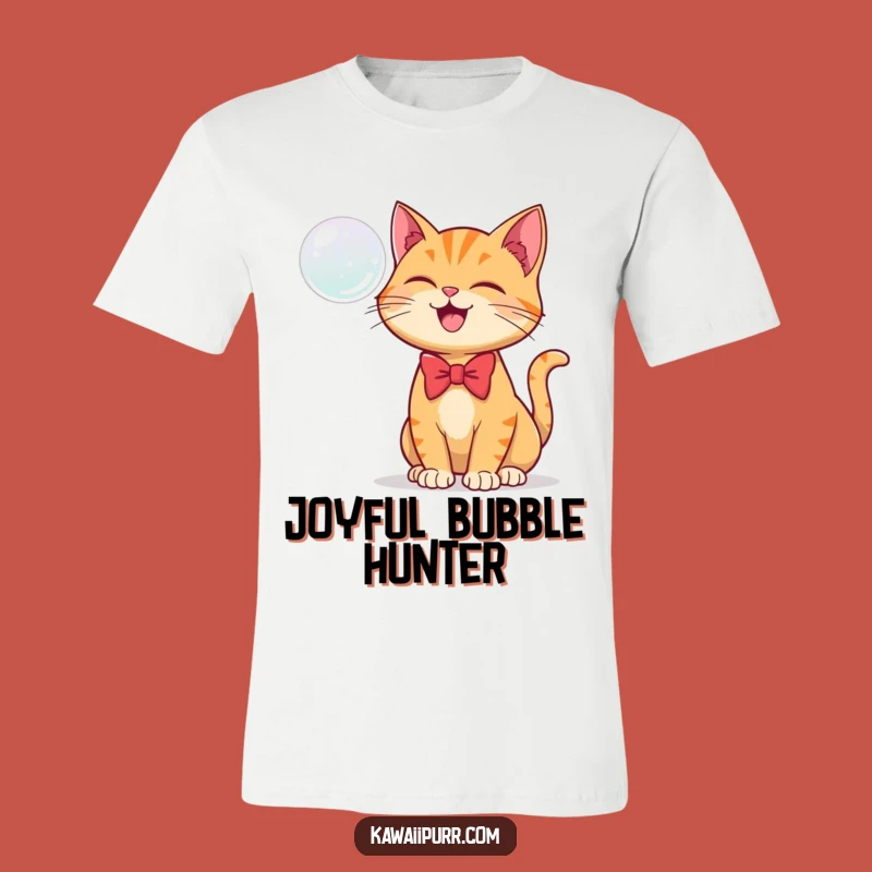 Funny Ginger Cat Bubble T-Shirt: Bowtie Playfulness and Feline Joy Gift