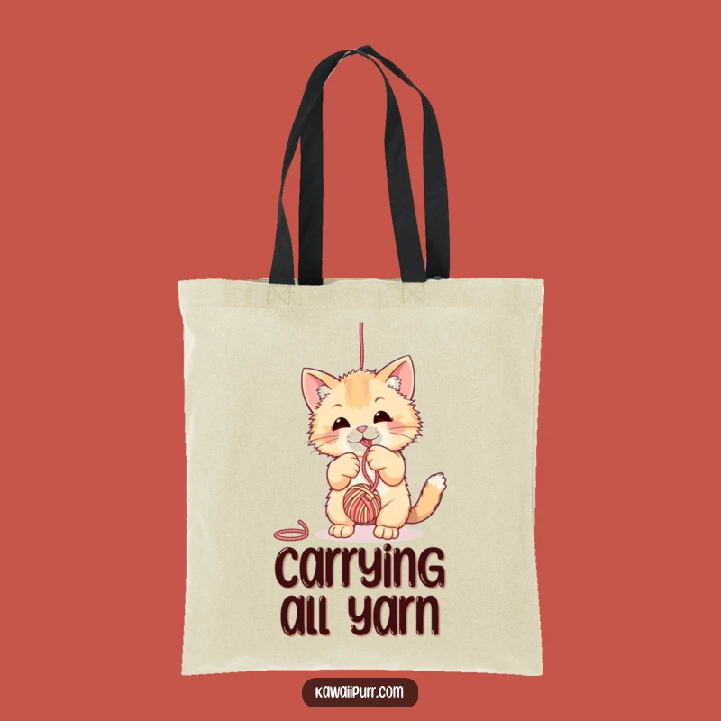 Funny Fuzzy Cat Yarn Tote Bag - Carry Your Playful Spirit!