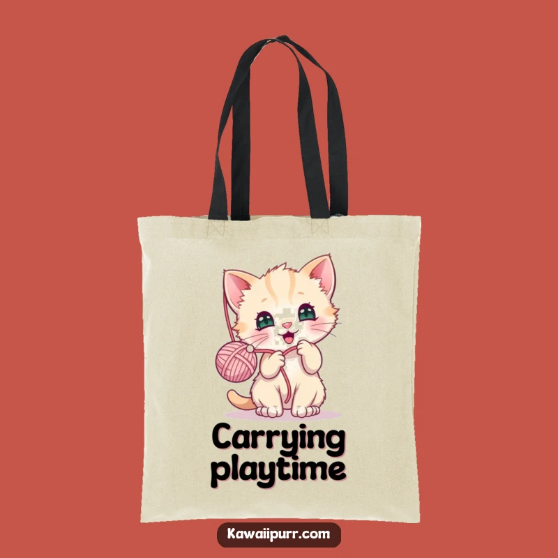 Funny Kawaii Kitten Yarn Tote Bag: Carry Your Playfulness!