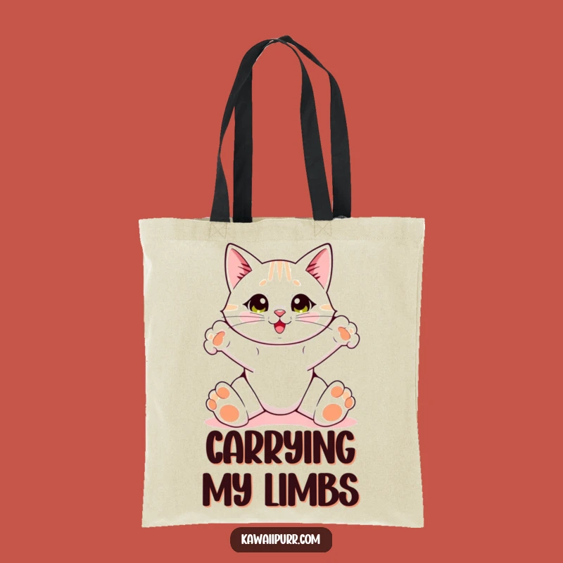 Funny Cat Stretching Tote Bag: Carry Your Day with Hilarious Feline Energy, Fun Gift
