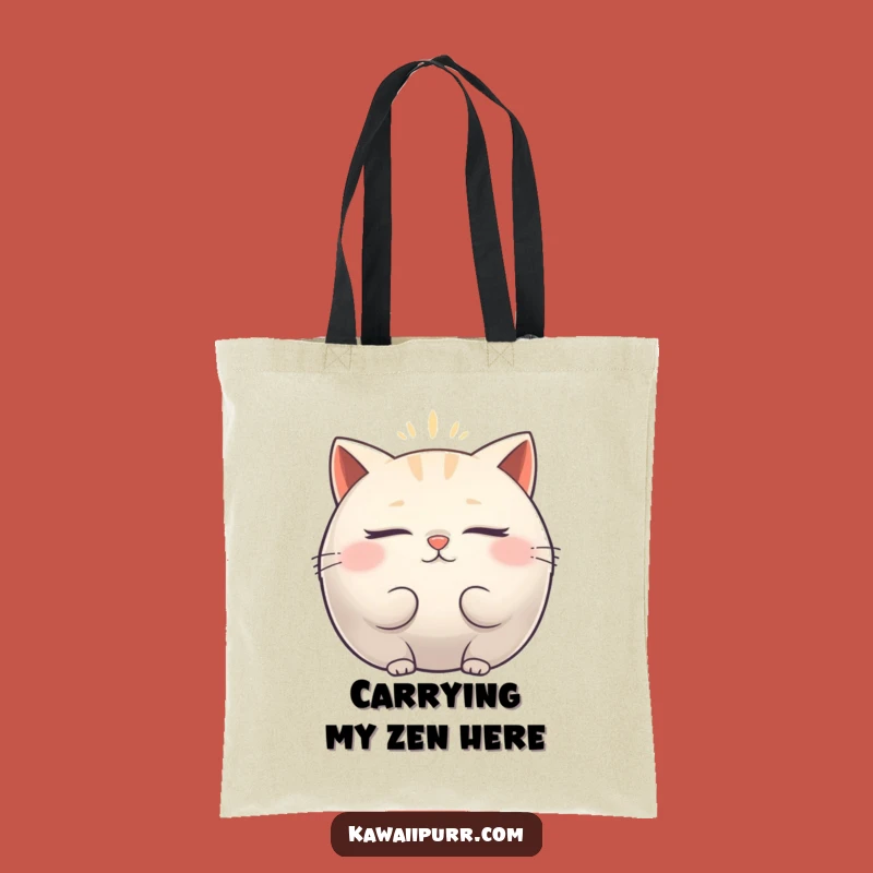 Funny Fat Cat Zen Tote Bag - Carry Your Calm Aura