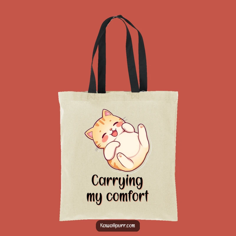 Funny Happy Cat Belly Tote Bag: Playful Roller Carry-All, Unique Funny Gift
