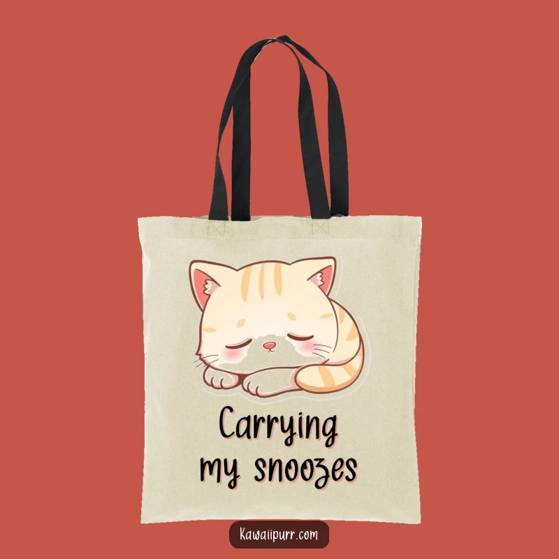 Funny Sleeping Cat Tote Bag: Peaceful Feline Carry-All, Gift