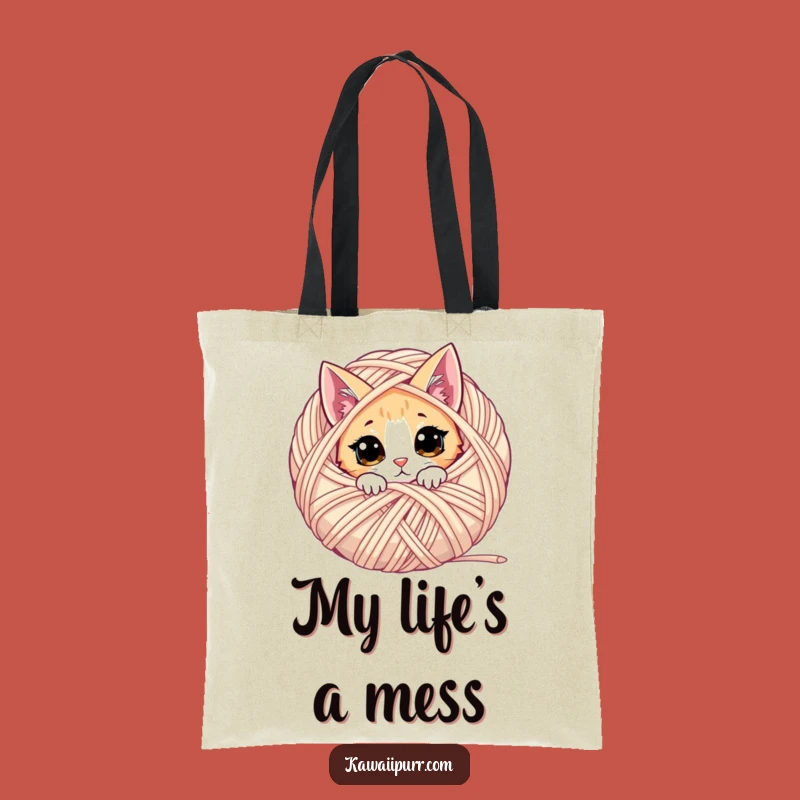 Funny Curious Cat Tote Bag: Yarn Ball Design, Perfect Practical Funny Gift for Knitters!